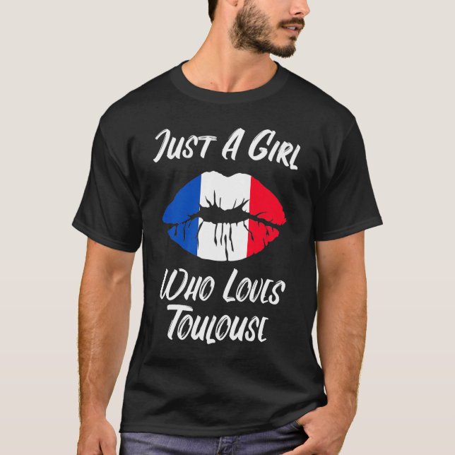 Lips Mouth Liebe Französische Flagge Toulouse T-Shirt (Vorderseite)