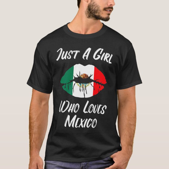 Lips Mouth Liebe Mexikanische Flagge T-Shirt (Vorderseite)