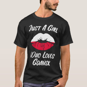 Lips Mouth Liebe Polnische Flagge Danzig T-Shirt