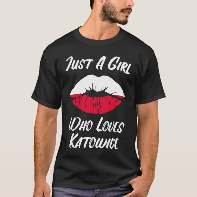 Lips Mouth Liebe Polnische Flagge Kattowitz T-Shirt (Vorderseite)