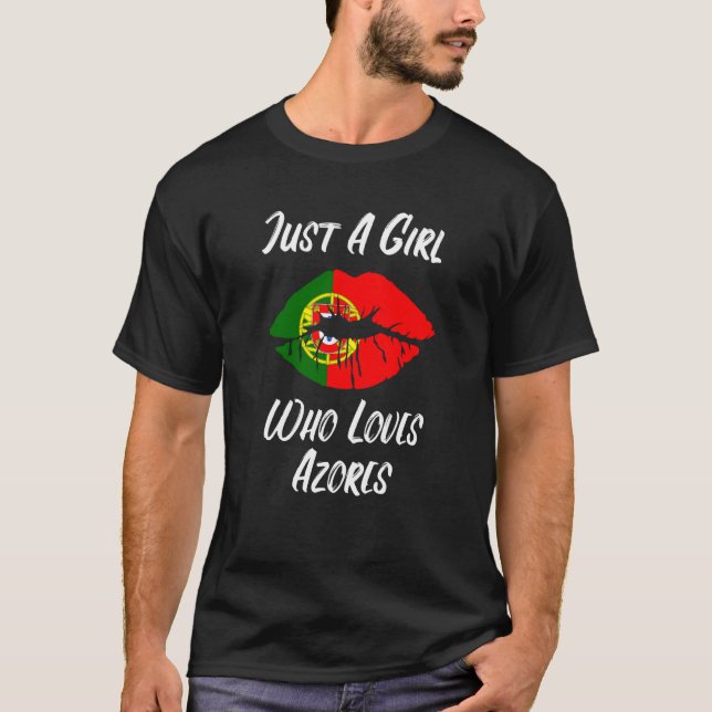 Lips Mouth Liebe Portugiesische Flagge Azoren T-Shirt (Vorderseite)