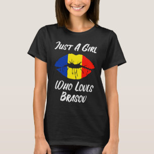 Lips Mouth Liebe Rumänische Flagge Brasov T-Shirt