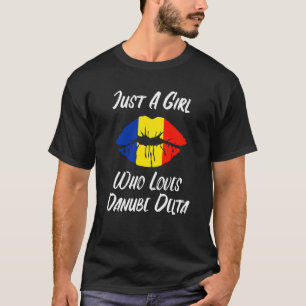 Lips Mouth Liebe Rumänische Flagge Donau Delta T-Shirt