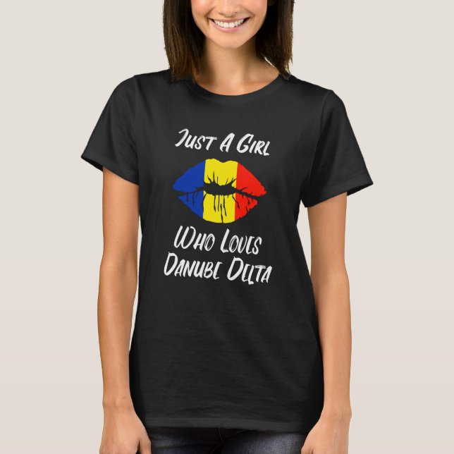 Lips Mouth Liebe Rumänische Flagge Donau Delta T-Shirt (Vorderseite)