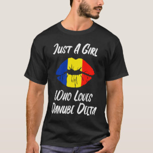 Lips Mouth Liebe Rumänische Flagge Donau Delta T-Shirt