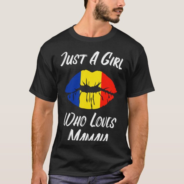 Lips Mouth Liebe Rumänische Flagge Mamaia T-Shirt (Vorderseite)