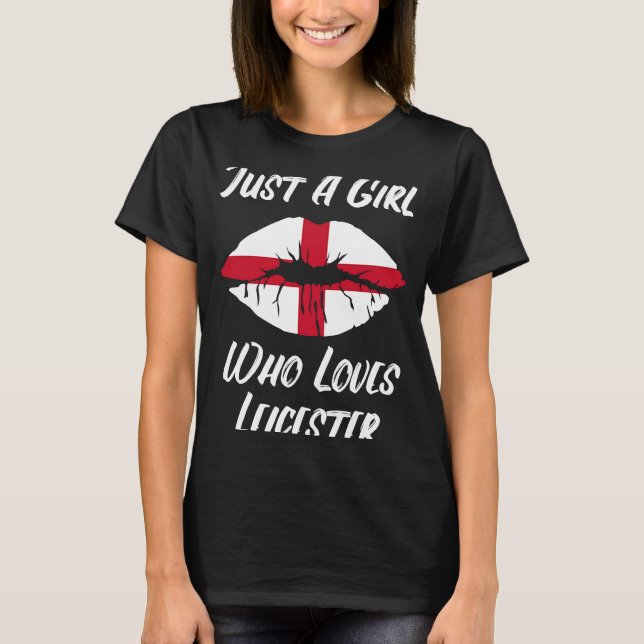 Lips Mouth Liebe Saint George's Cross Flag Leicest T-Shirt (Vorderseite)
