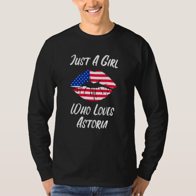 Lips Mouth Love American Flag Astoria T-Shirt (Vorderseite)