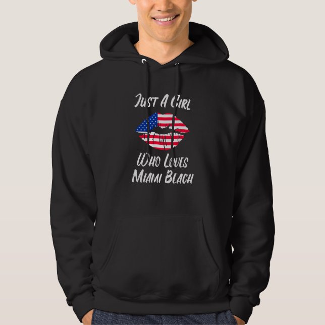 Lips Mouth Love American Flag Miami Beach Hoodie (Vorderseite)