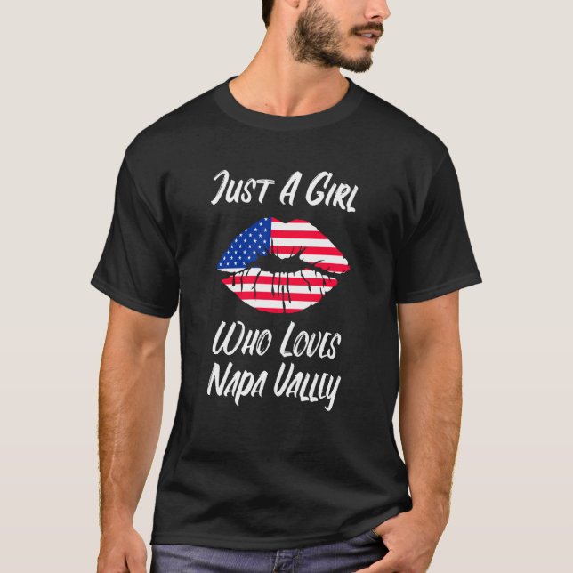 Lips Mouth Love American Flag Napa Valley T-Shirt (Vorderseite)
