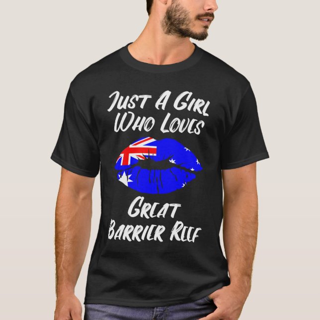 Lips Mouth Love Australian Flag Great Barrier Reef T-Shirt (Vorderseite)