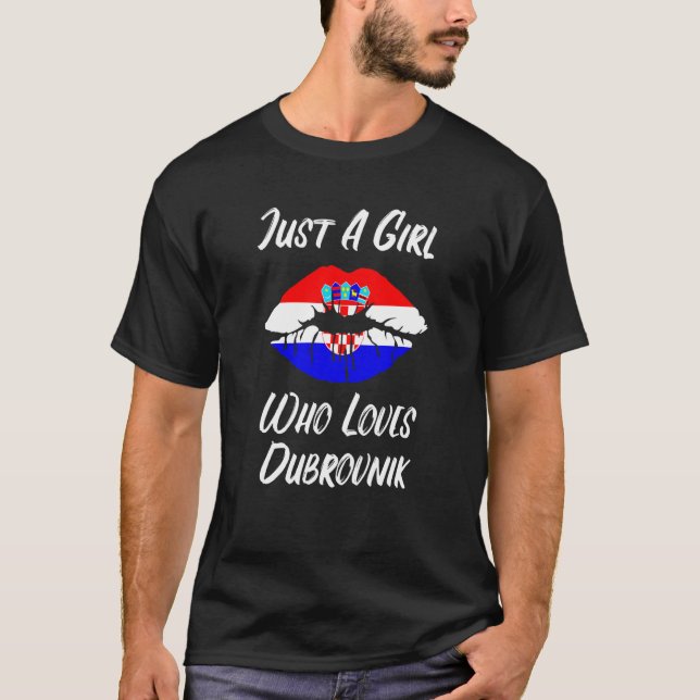 Lips Mouth Love Croatia Flag Dubrovnik T-Shirt (Vorderseite)
