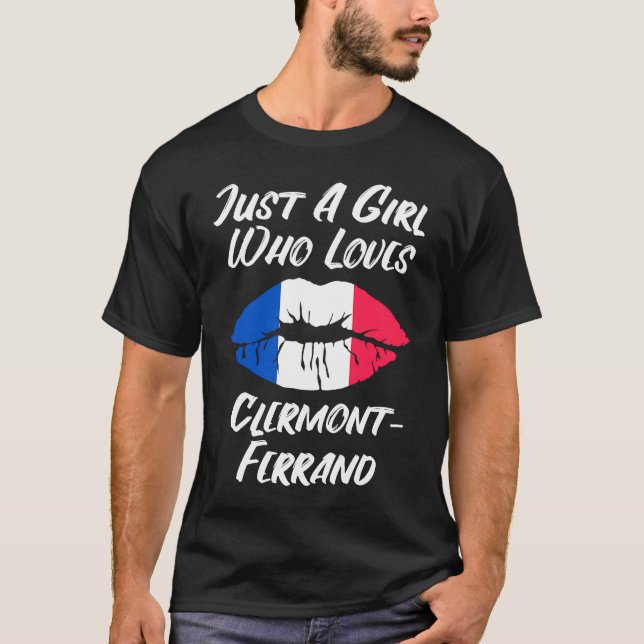 Lips Mouth Love French Flag Clermont Ferrand T-Shirt (Vorderseite)