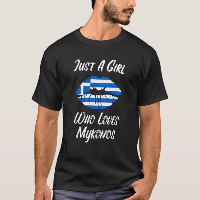 Lips Mouth Love Greek Flag Mykonos T-Shirt (Vorderseite)