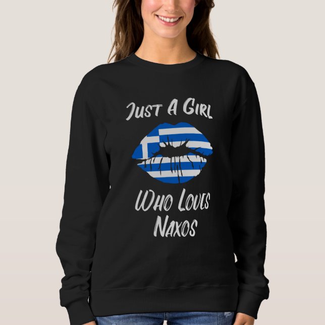 Lips Mouth Love Greek Flag Naxos Sweatshirt (Vorderseite)