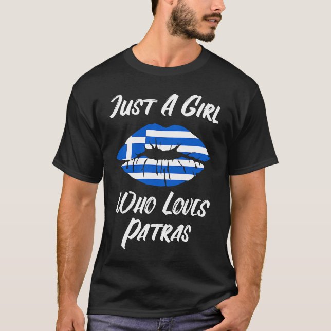 Lips Mouth Love Greek Flag Patras T-Shirt (Vorderseite)