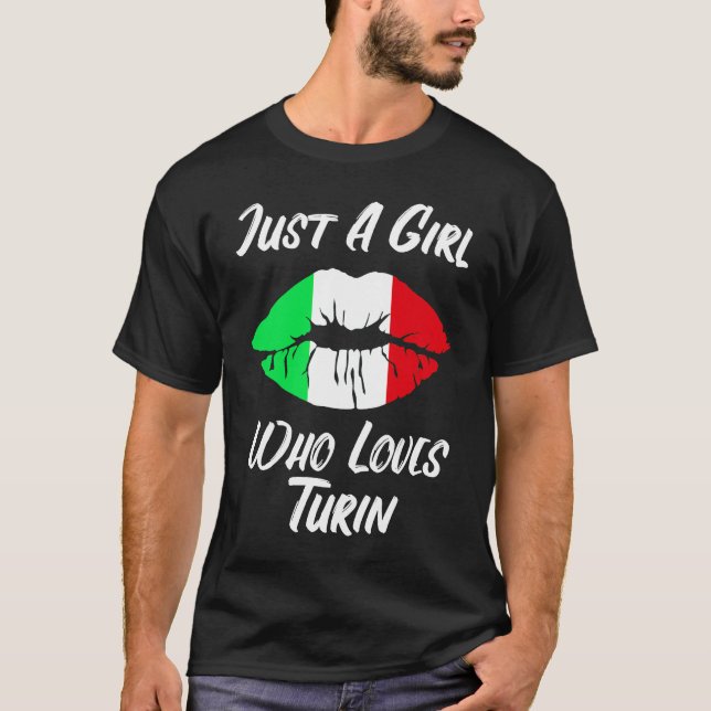 Lips Mouth Love Italian Flag Turin T-Shirt (Vorderseite)