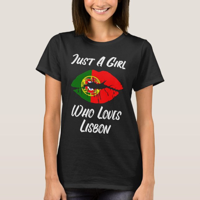 Lips Mouth Love Portuguese Flag Lisbon T-Shirt (Vorderseite)