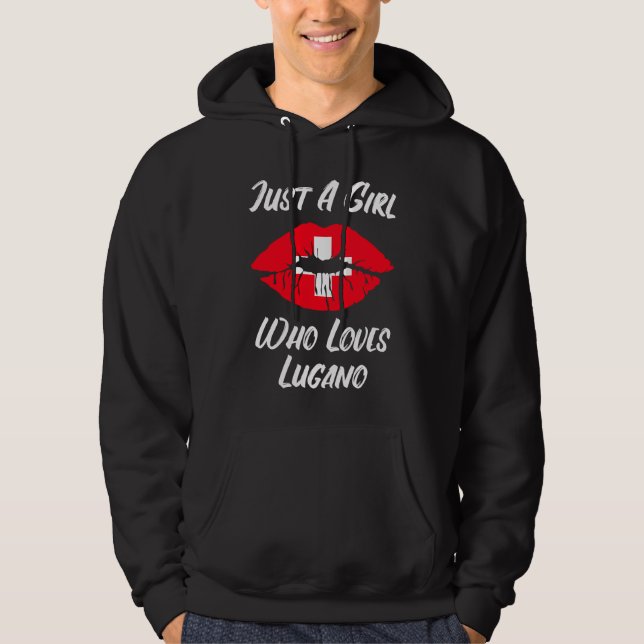 Lips Mouth Love Switzerland Flag Lugano Hoodie (Vorderseite)