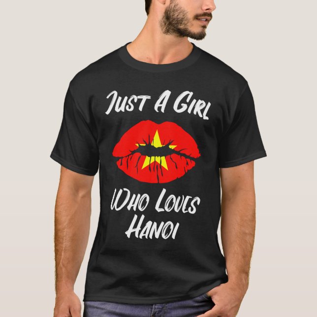 Lips Mouth Love Vietnamese Flag Hanoi T-Shirt (Vorderseite)