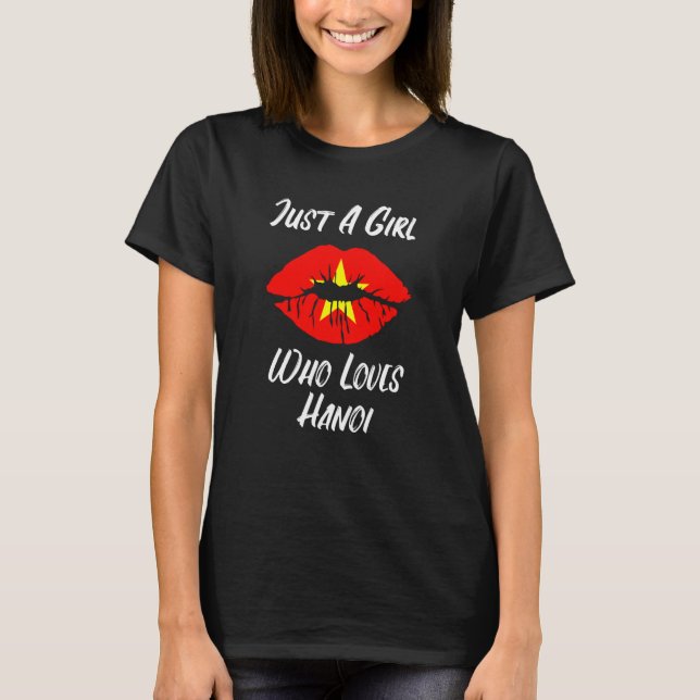 Lips Mouth Love Vietnamese Flag Hanoi T-Shirt (Vorderseite)