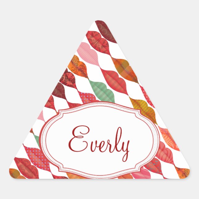 Lips Mrs. Hipster Vintag Retro Bride Dreieckiger Aufkleber (Vorderseite)