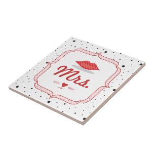 Lips Mrs. Hipster Vintag Retro Bride Fliese