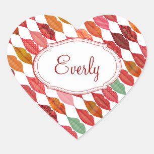 Lips Mrs. Hipster Vintag Retro Bride Herz-Aufkleber