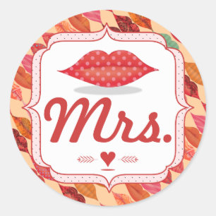 Lips Mrs. Hipster Vintag Retro Bride Runder Aufkleber