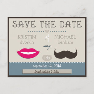 Lips & Mustache Ankündigungspostkarte