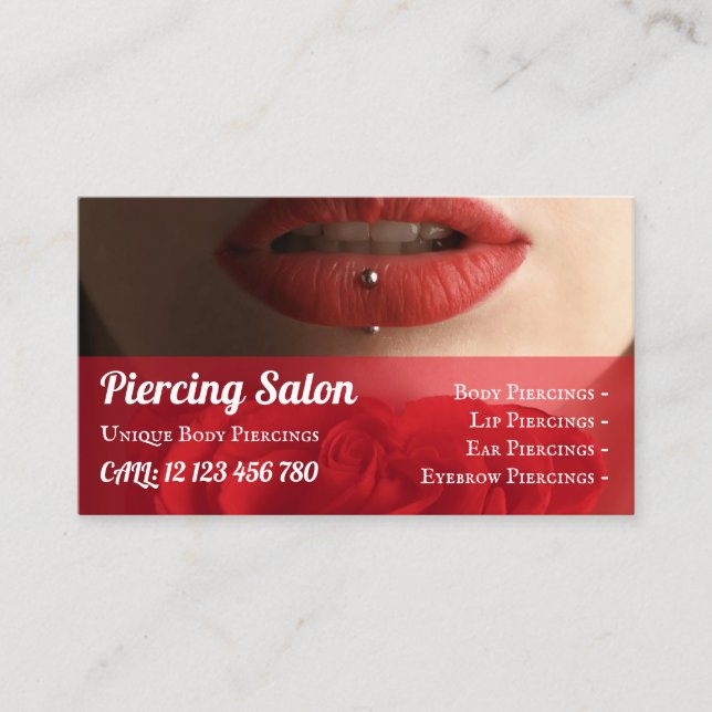 Lips Piercings Visitenkarte (Vorderseite)