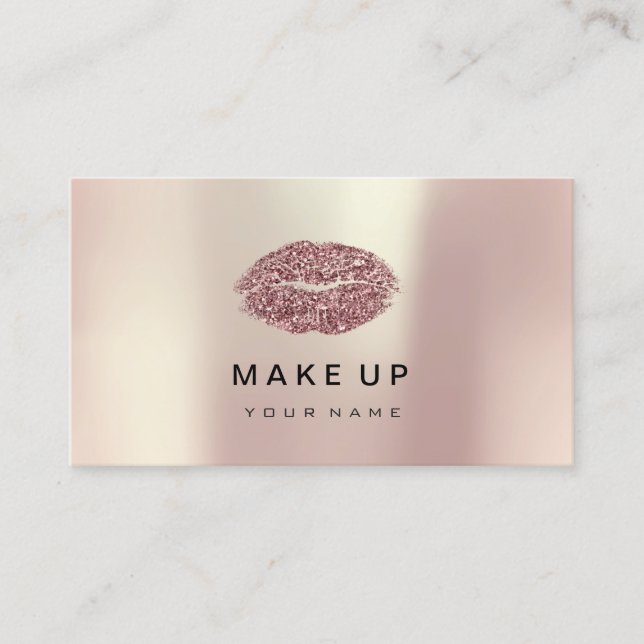 Lips Pink Rose Gold Metallischer Glitzer Visitenkarte (Vorderseite)