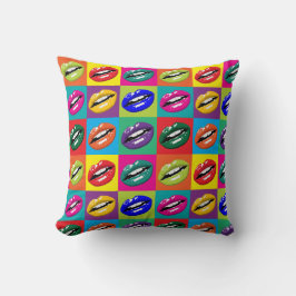Lips Pop Art Squares Medium Print Kissen
