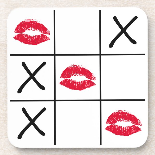 Lips Tic Tac Toe Getränkeuntersetzer (Vorderseite)
