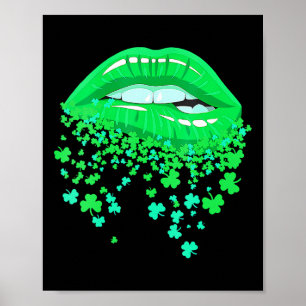 Lips Y Grüne Coole Irische Shamrock St Patricks Da Poster
