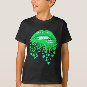 Lips Y Grüne Coole Irische Shamrock St Patricks Da T-Shirt