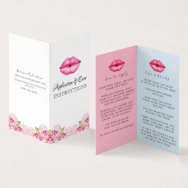 Lipsense Anwendungs-Anweisungen Visitenkarten (Innenseite und Außenseite)