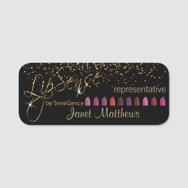 Lipsense Repräsentant mit farbigen Lipsticks Namensschild (Vorderseite)
