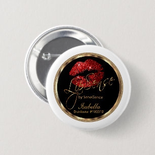 Lipsense - Roter Glitzer auf schwarz und weiß Button