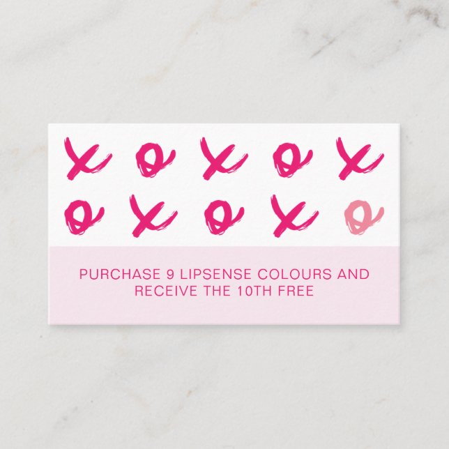 LipSense Schläge und Kisses XOXO Pink Treuekarte (Vorderseite)