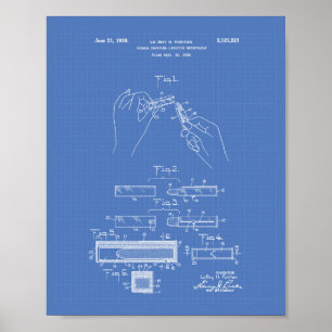 Lipstick 1938 Patentart Blueprint Poster