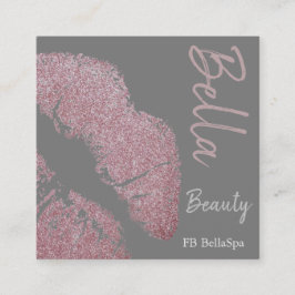 Lipstick bedrucken Pink Lippenfärbung Grau Beauty  Quadratische Visitenkarte