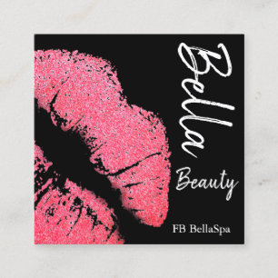 Lipstick bedrucken Pink Lippenfleck schwarzer Schö Quadratische Visitenkarte