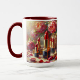 Lipstick & Blume Impressionistische Malerei Tasse
