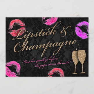 Lipstick & Champagne Bachelorette Einladung