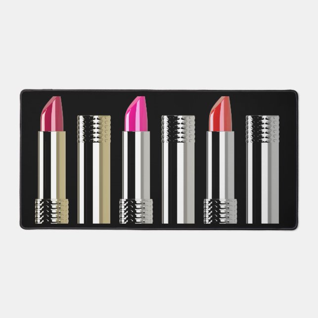 Lipstick cosmétique beauté rouge rose chrome (Recto)