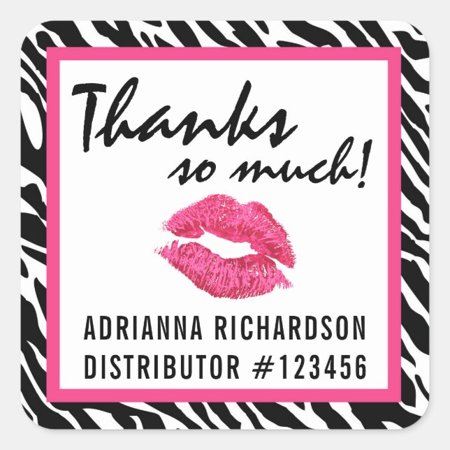 Lipstick Distributeur Zebra Kiss Merci Étiquette (Devant)