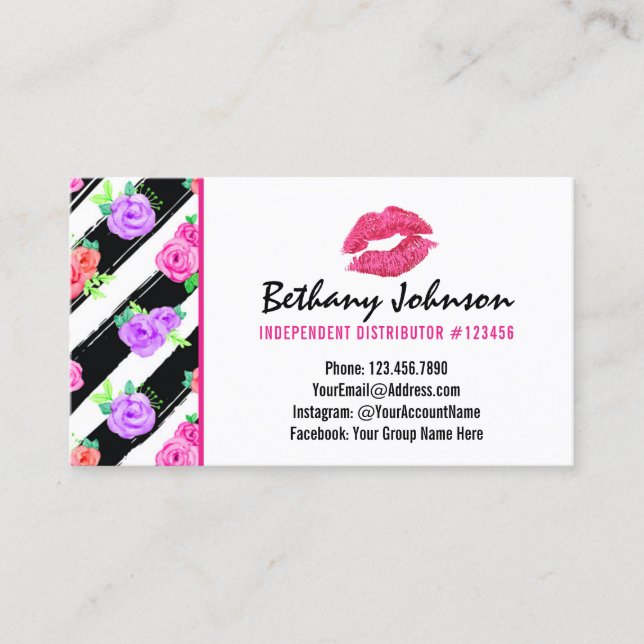 Lipstick-Distributor Glam-Rose Kiss Schlicht Back Visitenkarte (Vorderseite)