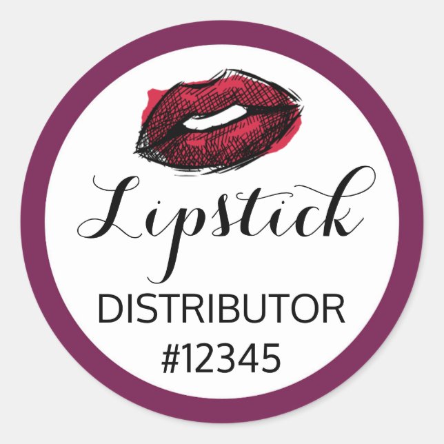 Lipstick Distributor Red Lips Kiss Packaging Siege Runder Aufkleber (Vorderseite)