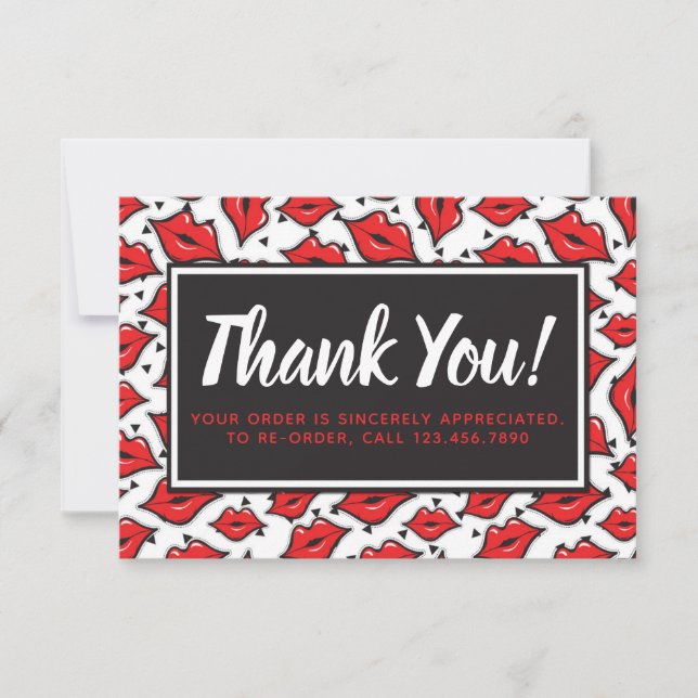 Lipstick-Distributor Vielen Dank Red Lips Kiss Dankeskarte (Vorderseite)